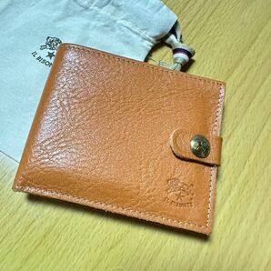 新品未使用 イルビゾンテ 二つ折り財布 ブラウン 本革 レザー 牛革 茶色 金運アップ コンパクト ポケットに収納可 コイン入れ有