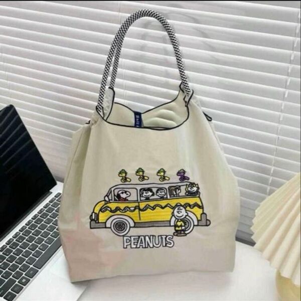 新品 刺繍 バッグ トートバッグ ハンドバッグ エコバッグ ナイロン 軽量 肩がけ M