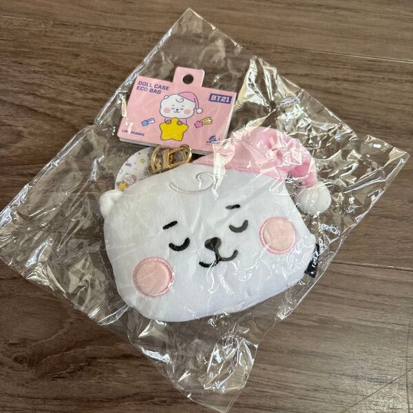 新品 未使用 BTS BT21エコバッグ ナイロン 折りたたみ 軽量 ぬいぐるみ ポーチ付