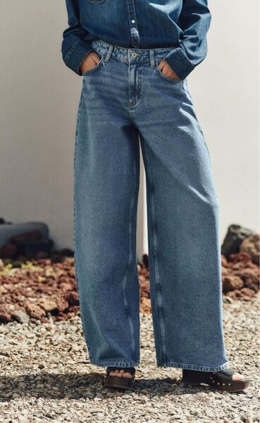 ZARA Z1975 バギー ミッドライズデニムパンツ デニム ジーンズ ワイドパンツ