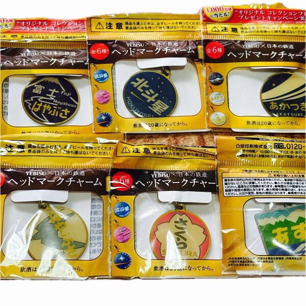 YEBISU 日本の鉄道 ヘッドマークチャーム 6個セット まとめ売り 電車グッツ