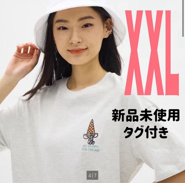 XXLサイズ グラフィックT(5分袖) TOM and JERRY 2 グレー