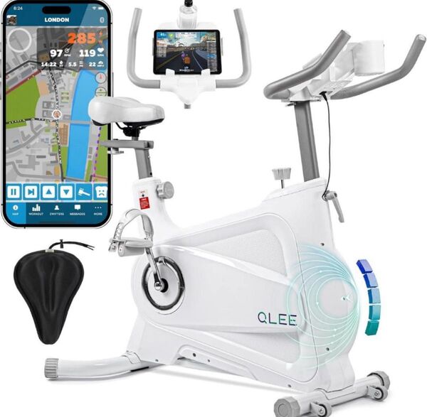 !新品.QLEE 第7世代フィットネスバイク ZWIFT アプリ連動スピンバイク フィットボックス