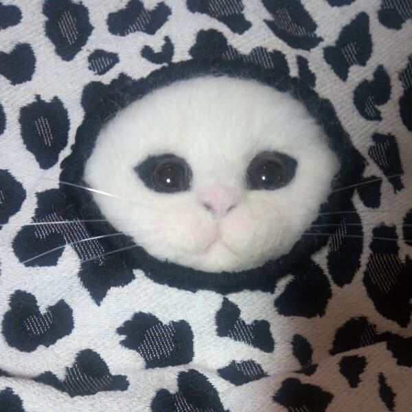 ハンドメイド 一点物 羊毛フェルト白猫ちゃんトートバッグ