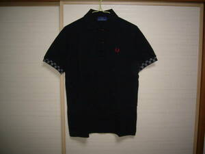 フレッドペリー 半袖ポロシャツ黒チェッカーSサイズ