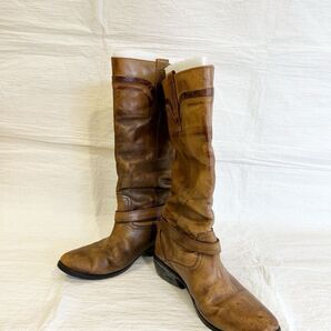 fee fee バングラデシュ製 本革 ロングブーツ 茶