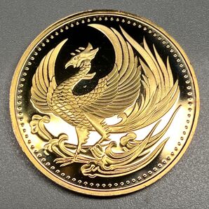 日本金貨 工芸品 鳳凰 菊の御紋 天皇陛下御即位記念 記念メダルレプリカ2