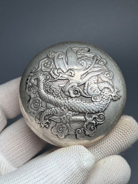 中国古玩 置物 古美術 書道具 香道具 小物入れ 収集品 竜 浮き彫 刻印あり