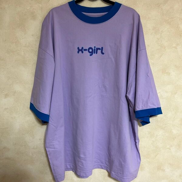X-girl エックスガール ロゴ Tシャツ ビッグTシャツ ビッグシルエット パープル 美品