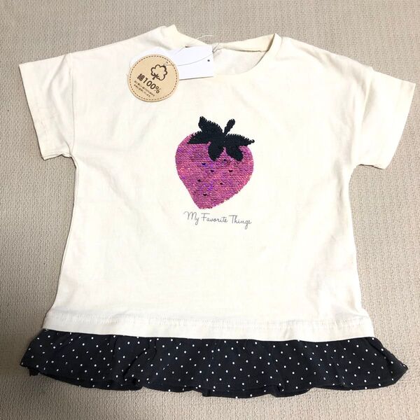 120cm 女の子リバーシブルスパンコール半袖Tシャツ 新品