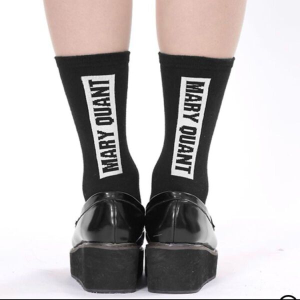 マリークワント マリークヮント MARY QUANT 黒 バックロゴ ロゴ 靴下