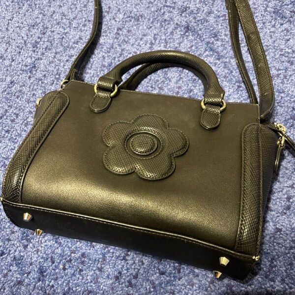 マリークワント MARY QUANT マリークヮント 2WAY 黒 バッグ ハンドバッグ デイジーバッグ 黒バッグ ミニバッグ