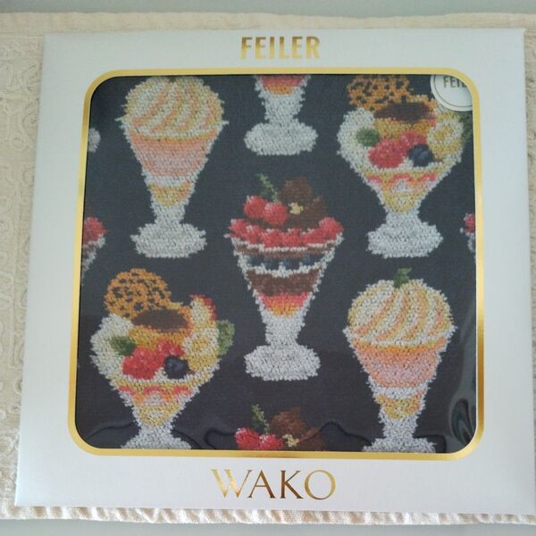 フェイラー 和光 WAKO PARFAIT ハンカチ ネイビー