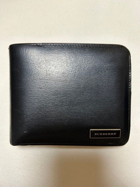 BURBERRY 二つ折り財布 ブラック レザー