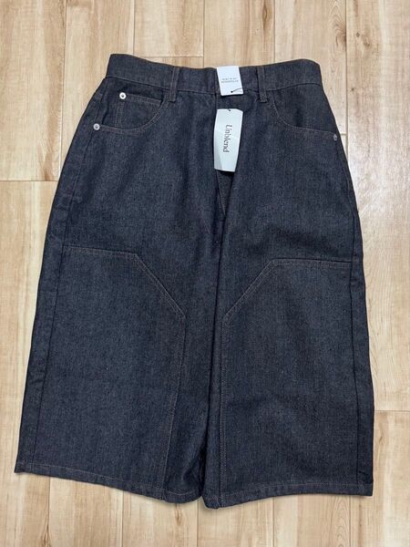 新品未使用【Unblend】ダブルニー デニム ハーフパンツ Mサイズ ショートパンツ デニム 黒