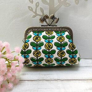 リボンが可愛いがま口財布!《黄色のバラ》