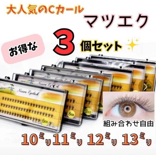 マツエク セルフ Cカール 10束 つけまつ毛 エクステ つけま 3 3個 3こ