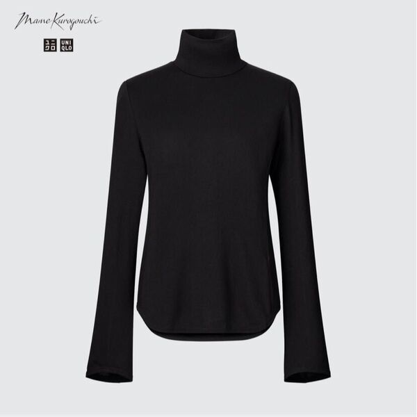 UNIQLO マメクロゴウチ ヒートテックウールブレンドタートルネックTシャツ ブラック 長袖 L 美品 黒