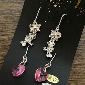 【未使用】ミニーマウス フックピアス ピンク ハート アクセサリー 東京ディズニーリゾート シルバー ディズニー りぼん シルバー