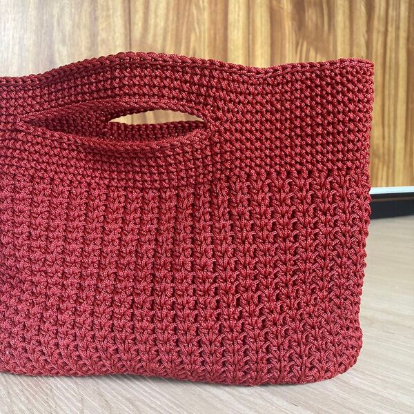 マクラメヤーンのミニトートバッグ☆ かぎ針編み ハンドメイド