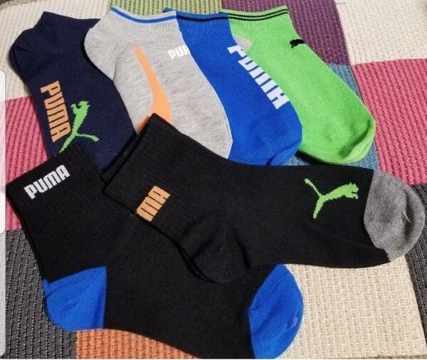 PUMA プーマ 23-25cm ロゴ入 ソックス 靴下 6足セット 新品未使用品 スニーカーソックス スポーツ サッカー
