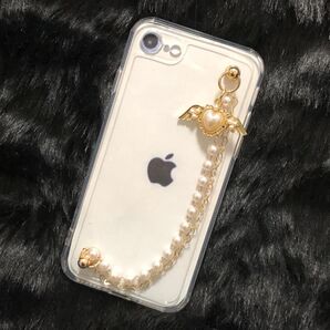 iPhoneケース チェーン ハート かわいい スマホケースチャーム 可愛い 携帯ケース スマホカバー アイホンケース ビーズ