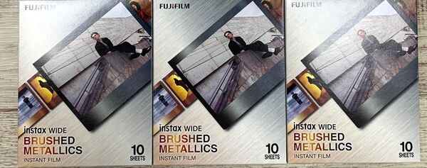 富士フイルム インスタックス ワイドフィルム ブラッシュドメタリックス INSTAX WIDE B-METAL 3箱 30枚