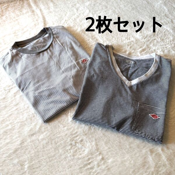 ダントン Tシャツ 半袖 マルチボーダー ポケット ボーダー レディース M
