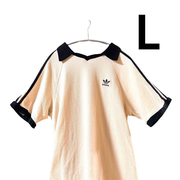 adidas originals ワッフルポロシャツ 半袖 白 L ホワイト