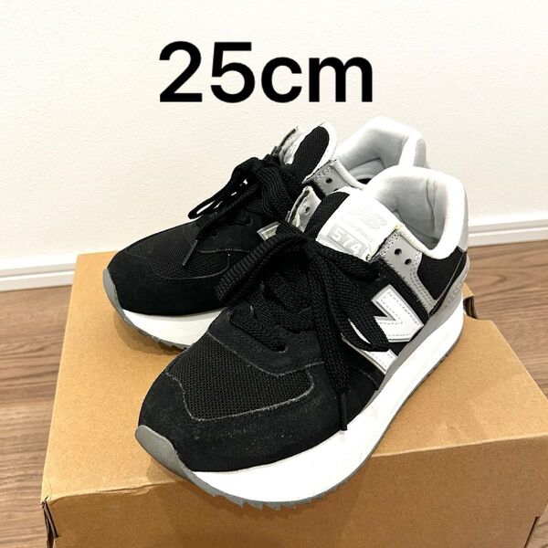 New Balance ニューバランス 25cm ブラック 厚底 スニーカー 574+ WL574ZSM