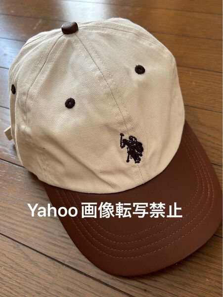 新品 U.S.POLO ASSN ワンポイントロゴ刺繍 生成り×茶 キャップ