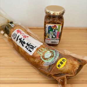 葉付一本漬(国産だいこん) 焼ネギなめたけ(国産えのき/下仁田ネギ使用) 【新品未開封】2点