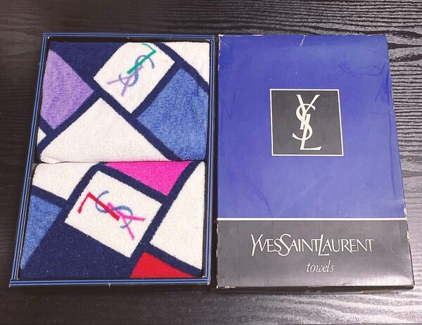 訳あり イブサンローラン 2枚 YSL イヴサンローラン イヴ サンローラン フェイスタオル Yves Saint Laurent