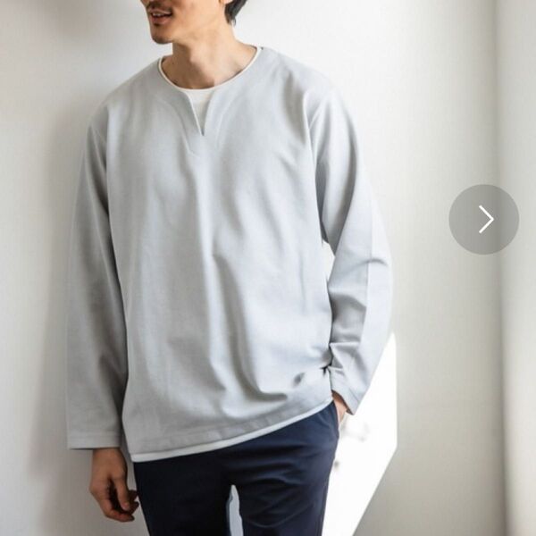GLOBAL WORK 長袖Tシャツ ロンT スウェットカットソー レイヤード Tシャツ ロング オーバーサイズ 重ね着
