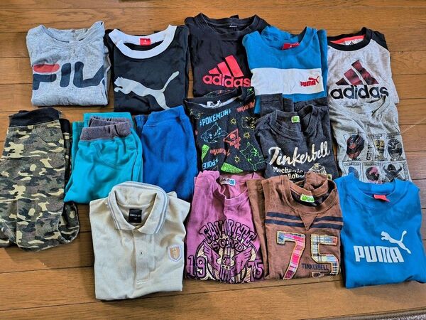 130センチ 男の子 半袖Tシャツ 半ズボン ハーフパンツ 長袖Tシャツ ロンT 長ズボン 15点 まとめ売り