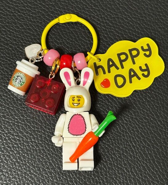 じゃらじゃらキーホルダー うさぎ レゴブロック 互換 ミニフィグ LEGO バッグチャーム ストラップ