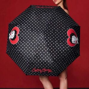 【新品】Betty Boop 折りたたみ日傘 ベティちゃん ドット柄 ベティブープ 雨傘 折り畳み傘