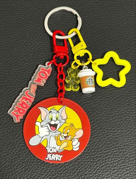 じゃらじゃらキーホルダー トムとジェリー 赤 バッグチャーム Tom&Jerry キーホルダー