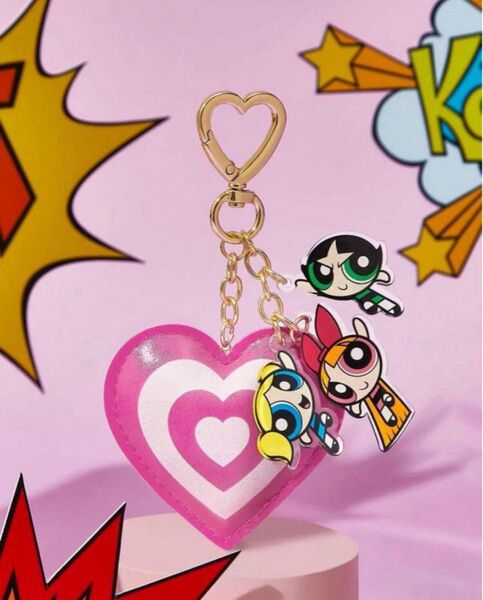 【新品】パワーパフガールズ ハート型キーホルダー アクリルキーホルダー
