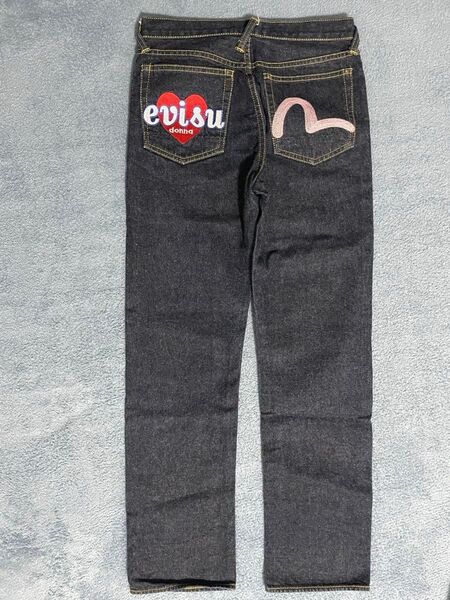 evisu ハート刺繍 ダークデニムパンツ デニムパンツ ジーンズ デニム ストレート エヴィス