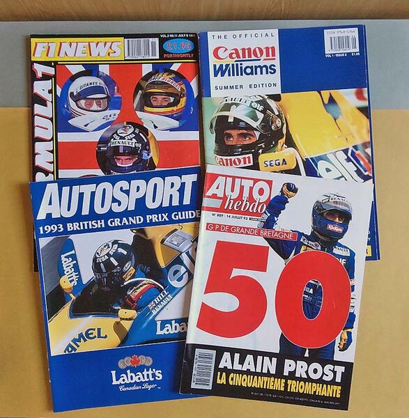 F1 1993イギリスGP モータースポーツ雑誌 ウィリアムズチーム公式夏号他 洋書