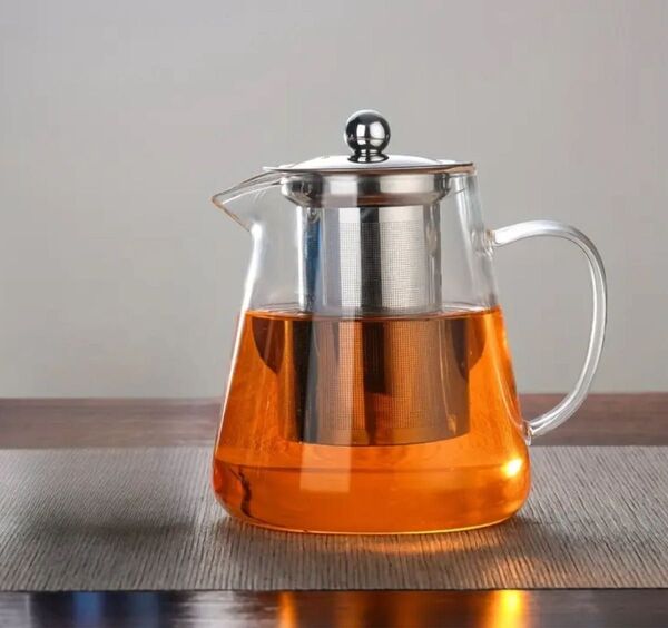ガラス製 ティーポット 茶こし付き