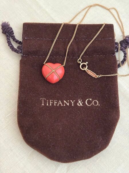 ティファニー ゴールドチェーン ネックレス 珊瑚ハート750TIFFANY&Co