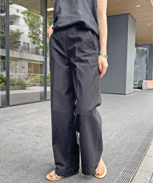 spick&span スピック&スパン ヘビーモール コットン マリンパンツ 黒 ブラック レディース 36