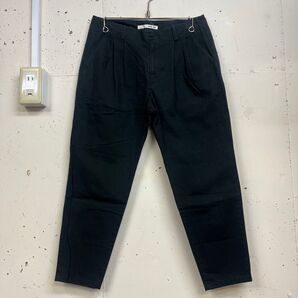 evam eva エヴァエヴァ コットン&ヘンプ テーパードパンツ タックパンツ レディース 日本製 黒 ブラック 1