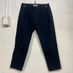 evam eva エヴァエヴァ コットン100% テーパードパンツ タックパンツ 黒寄りネイビー 1 レディース 日本製