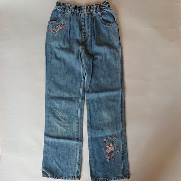 女児用刺繍入りデニムパンツ 130cm