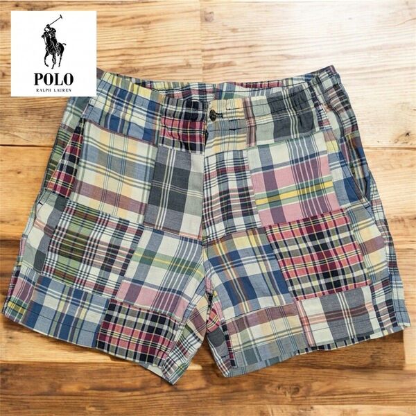 ★新品★ ラルフローレン マドラスチェック パッチワーク ハーフ ショートパンツ POLO RALPH LAUREN