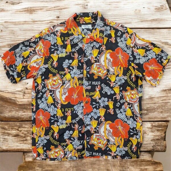 ★美品★ SUN SURF サンサーフ メンズ アロハシャツ Lサイズ 総柄 ハワイアンシャツ
