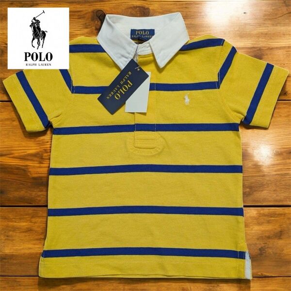 新品タグ付★ ポロラルフローレン ポロシャツ 半袖 ラガー 刺繍ポニー ボーダー 100cm POLO RALPH LAUREN